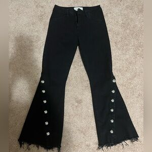 Rachel Roy Black Denim Flare Cropped Jeans